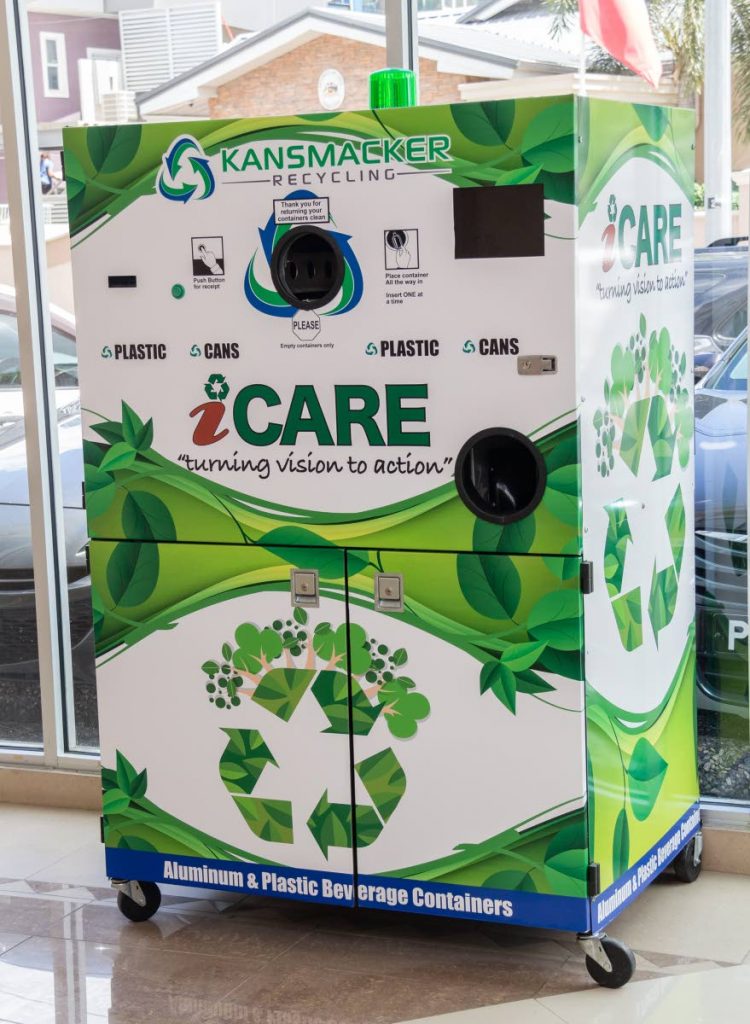 Kansmacker's recycling machine at the Ministry of Public Utilities head office in St Clair  