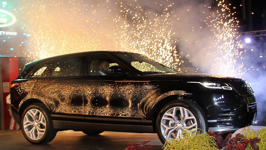 The Range Rover Velar is unveiled to much fanfare at the Trafalgar Motors showroom in Port of Spain. Photo by Roger Jacob