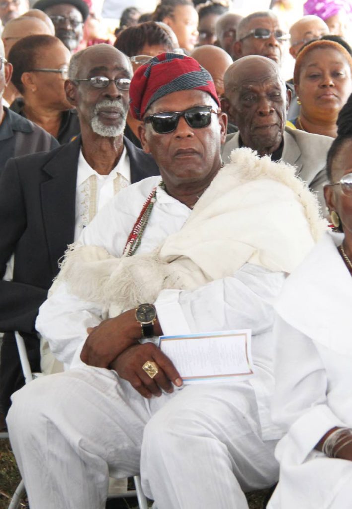 GOING: Pan Trinbago president Keith Diaz seen last week at the funeral for Orisha high priest Chief Alaagba Erin Folani at the Nelson Mandela Park, St Clair, Port of Spain. PHOTO BY SUREASH CHOLAI