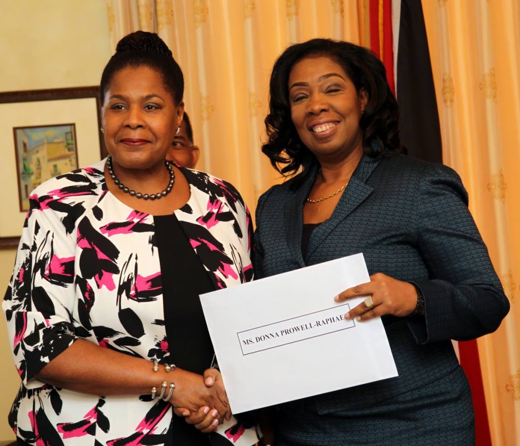 In this April 3, 2018 file photo President Paula-Mae Weekes poses during her  first official duty, the swearing-in of Chairman of the Equal Opportunity Tribunal, Mrs Donna Prowell-Raphael. Photo by Rattan Jadoo.
