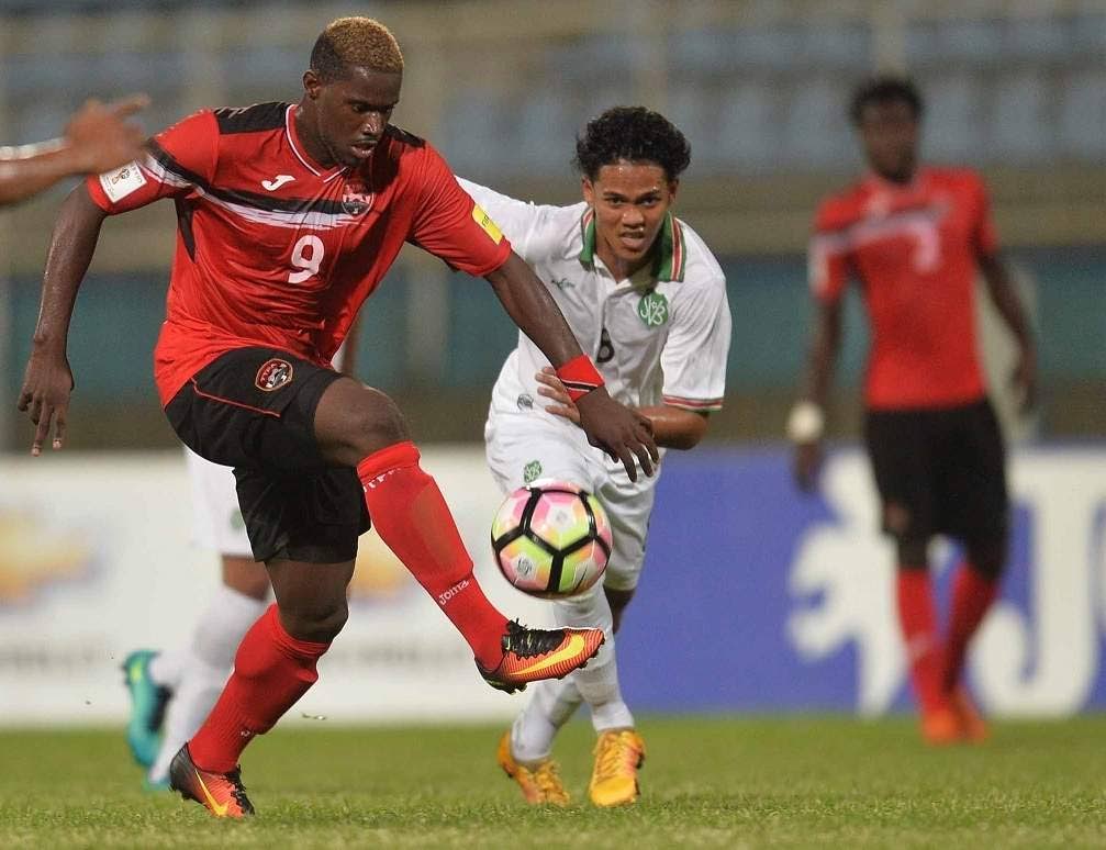 Akeem Roach scored three against Prisons FC for Trinidad and Tobago in a warm-up match on Saturday 
at the Larry Gomes Stadium, Malabar.