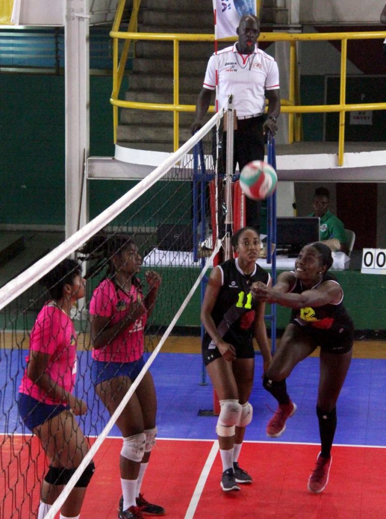Glamorgan’s Jalicia Ross retrieves the ball against West Side Stars in the women’s final of the Flow Volleyball League on Sunday at Jean Pierre Complex, Mucurapo.