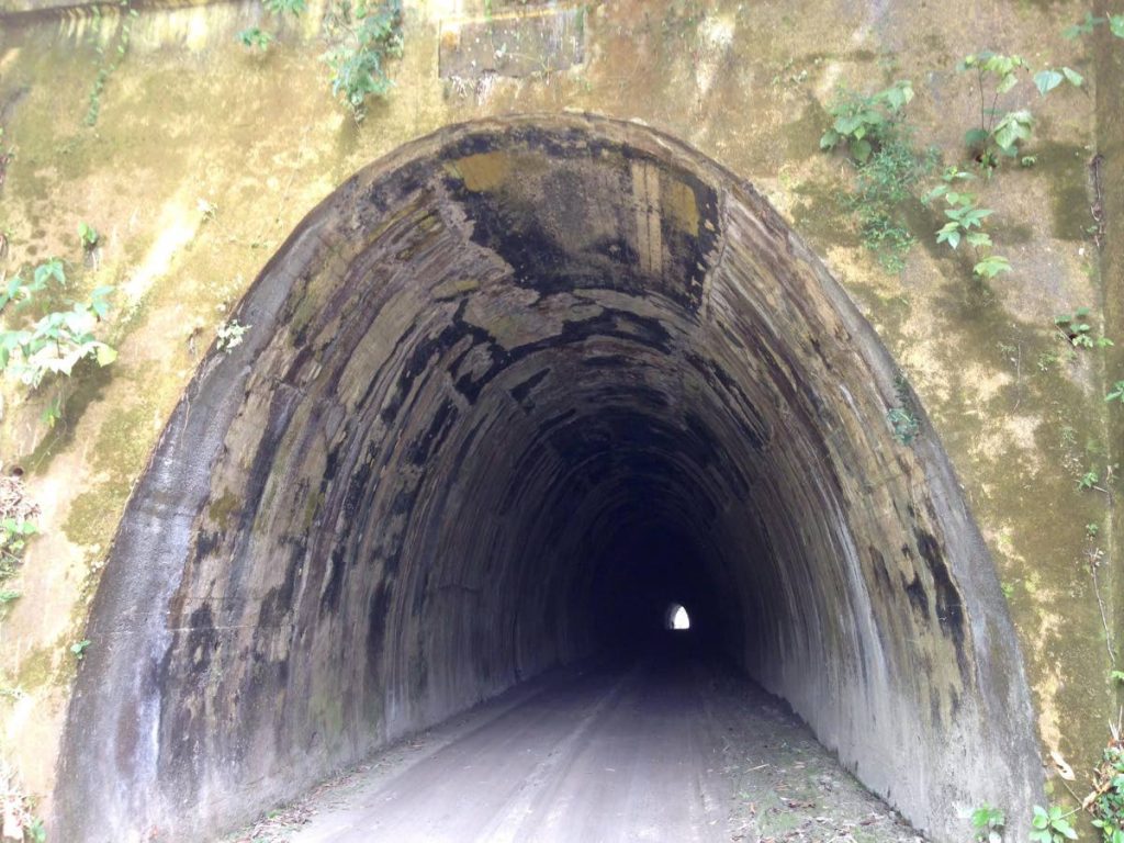 The back entrance to the Tabaquite railway tunnel, known as Knollys Tunnel after then-Acting Govenor Clement Courtenay Knollys. The tunnel's front approach has been altered with a new facade but this side still has the the original concrete face. 