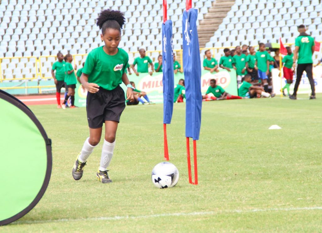 A Milo Skills Tournament participant takes part in a dribbling exercise at last year’s edition.