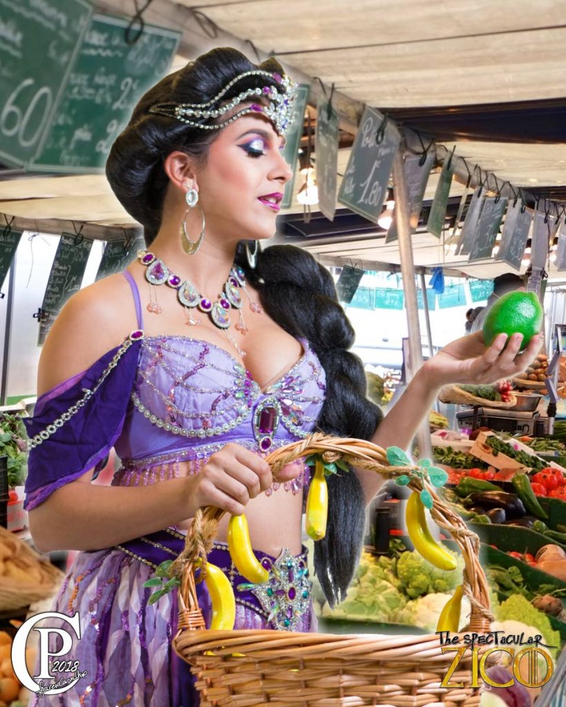 Rebecca Elias as Princess Jewel goes shopping in the marketplace.