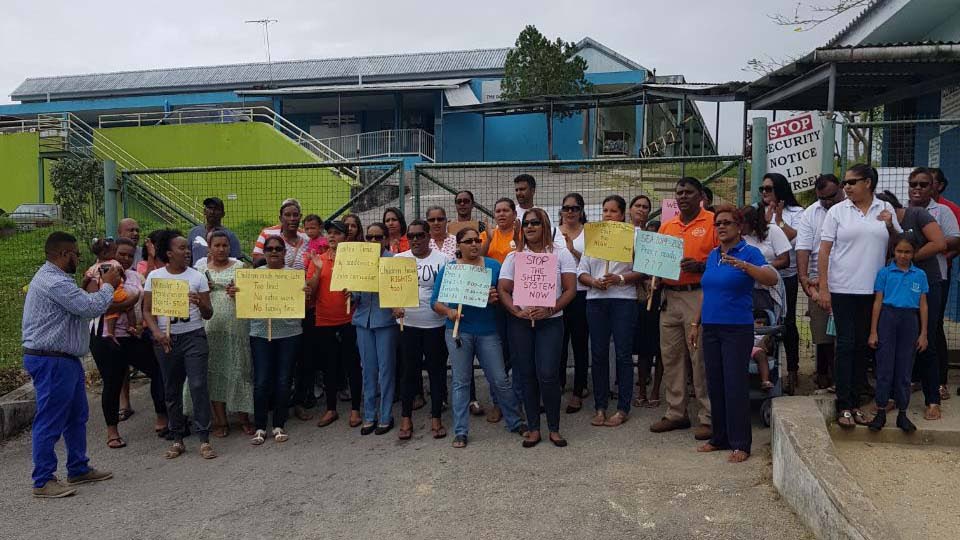DAY TWO: Parents of children attending the Princes Town Presbyterian School No 1 continue their protest calling for a new school.