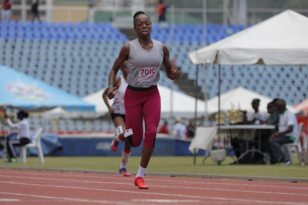 Natasha Fox ,of Pt Fortin West Secondary, won the girls Under-15 200m, 400m and high jump titles at the 2018 TTSSFA Secondary Schools Track and Field Championships at the Hasely Crawford Stadium, Mucurap on Thursday and yesterday.