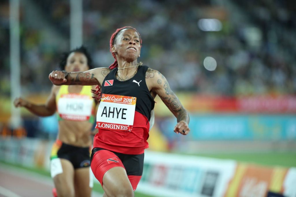 Trinidad and Tobago’s Michelle-Lee Ahye wins gold in the 100m event at the Commonwealth Games at Carrara Stadium, Gold Coast, Australia.