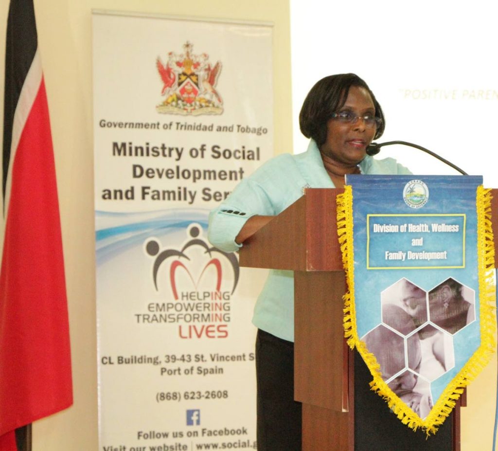 Angelique Taylor, Senior Planning Officer, Ministry of Social Development and Family Services, speaks at a consultation hosted by the Ministry of Social Development and Family Services at the Canaan/Bon Accord Community Centre on Monday to gather information for a National Parenting policy.