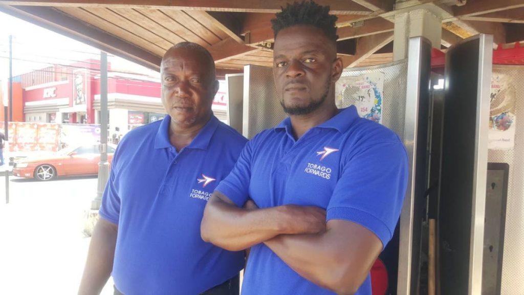 Tobago Forwards Chairman Orwin Dillon, left, and Deputy Chairman Kevon McKenna at a media conference on Wednesday at the Scarborough Port.