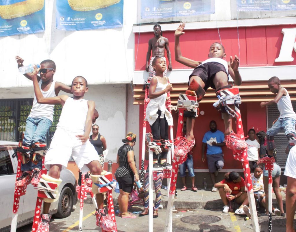 Moko Jumbies were also a part of the Point Fortin J’Ouvert yesterday.
