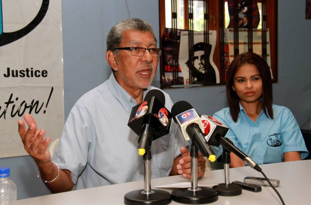Left to right, MSJ political leader David Abdulah and PRO Alania Bachan during a press conference held at the MSJ head office St. Joseph Road, San Fernando.