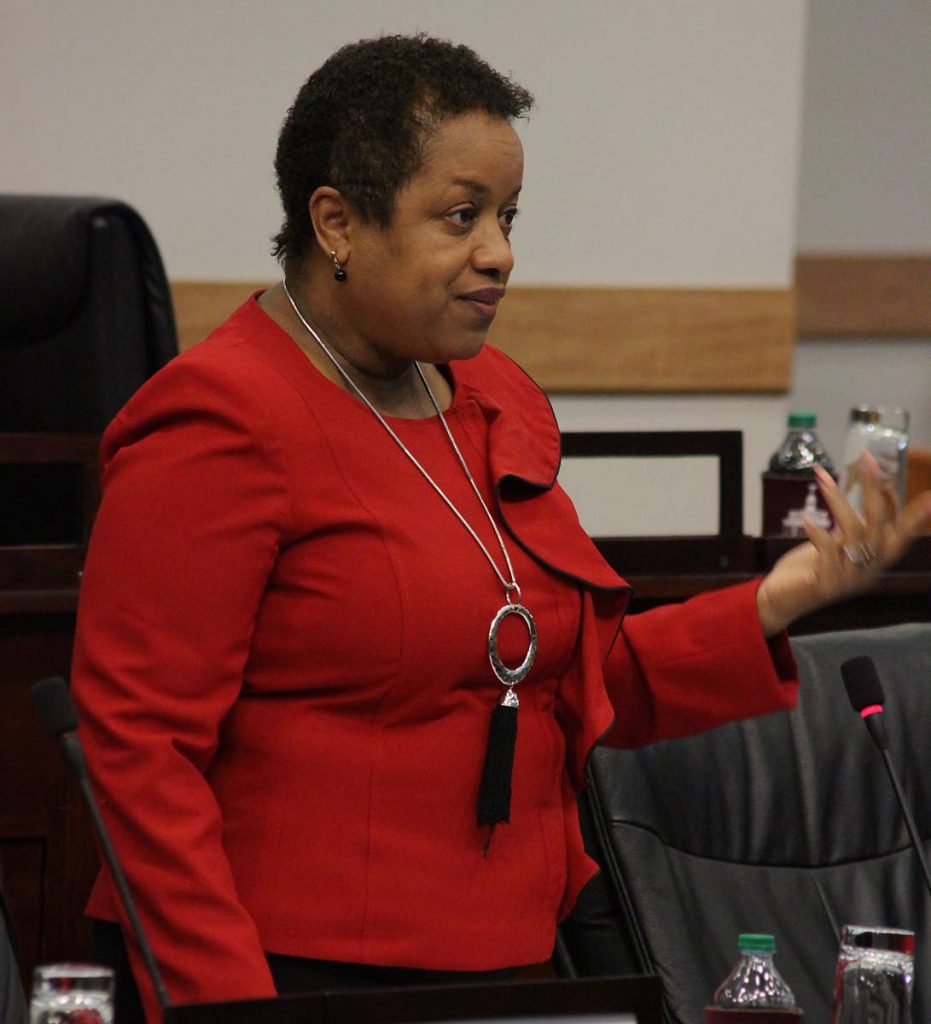 File photo: Minister in the Finance Ministry Allyson West speaks during a sitting of the Senate.