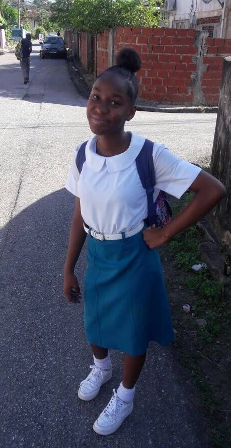 Curin Craigwell, 14, a form three student of Corpus Christi College, was last seen at her Dillon Street, Diego Martin home around 7.30am on Wednesday, May 16, 2018. PHOTO COURTESY THE TT POLICE SERVICE.