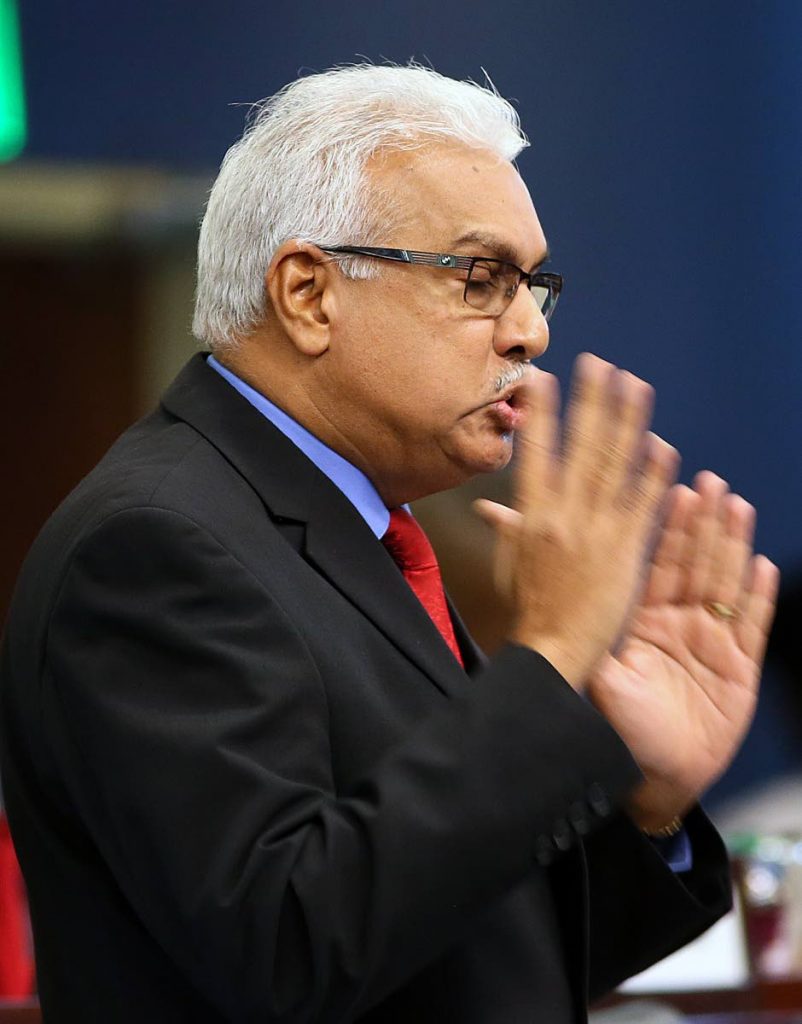 ‘NOT ME AND ALLYUH’: Health Minister Terrence Deyalsingh on the attack yesterday in Parliament.