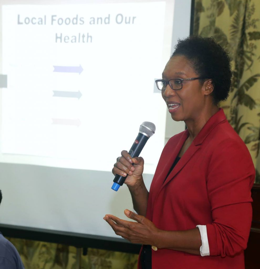 Dr Sandra Williams, Post-harvest Technologist at the Fresh Produce Packing House and Marketing Department, Division of Food Production, facilitates the “Local Foods and Health” workshop hosted by the Division of Food Production at the Division of Infrastructure’s lecture room, Shaw Park last week Wednesday.