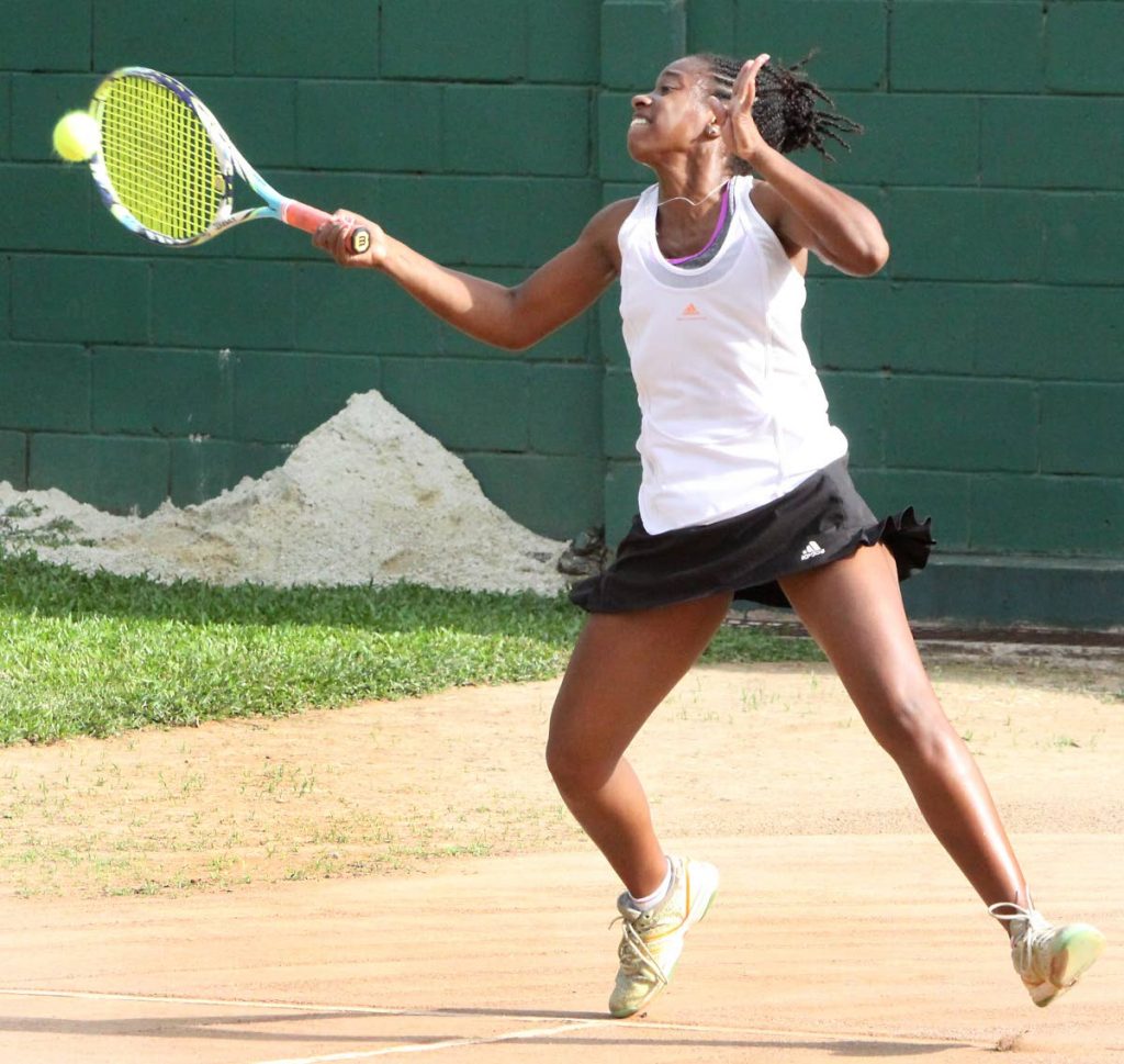 Anya King, during a match in the Shell Tranquility Open Tennis Tournament last 
February.