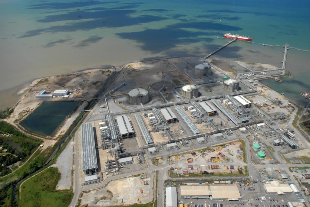 An aerial shot of Atlantic’s liquefied natural gas facility in Point Fortin. Higher LNG and petrochemical exports bosted energy exports earnings in the last quarter of 2017, the Central Bank reports.Photo 
courtesy Atlantic