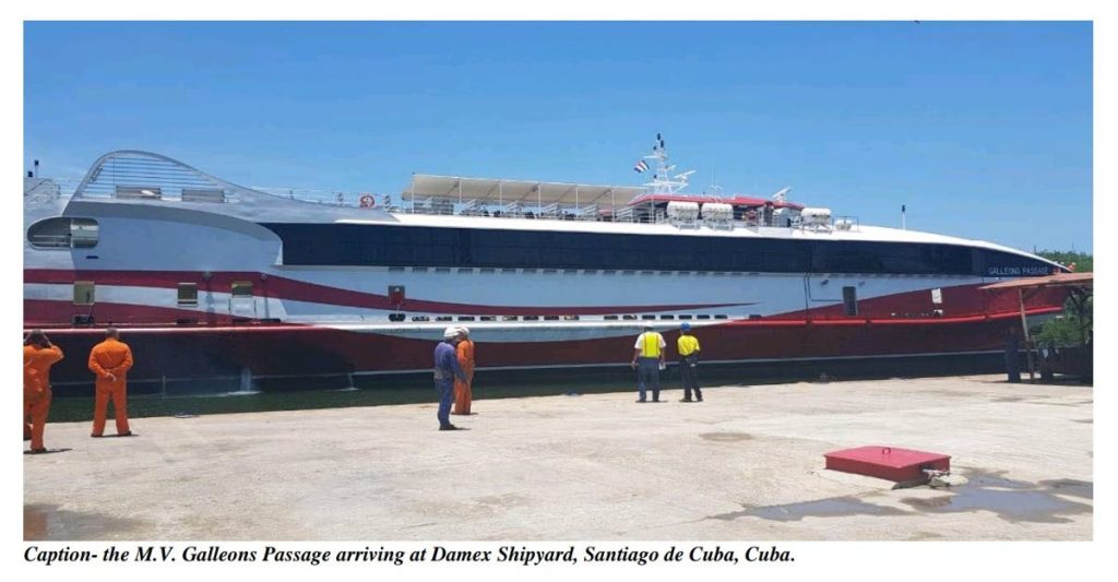 The MV Galleons Passage arriving at Damex Shipyard, Santiago de Cuba, Cuba on May 26, 2018 to being planned retrofitting works. PHOTO COURTESY NIDCO.