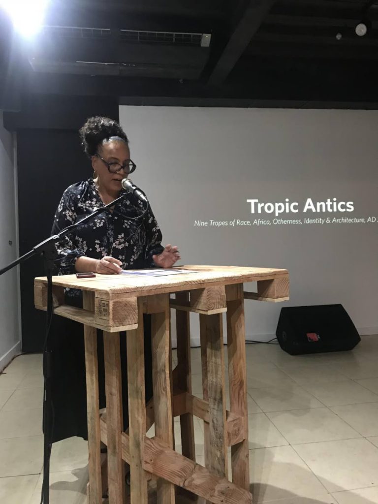 Architect and author Prof Lesley Lokko delivering the lecture Tropic Antics, June 1, at Grundlos Kollektiv, Cipriani Boulevard, Port of Spain.