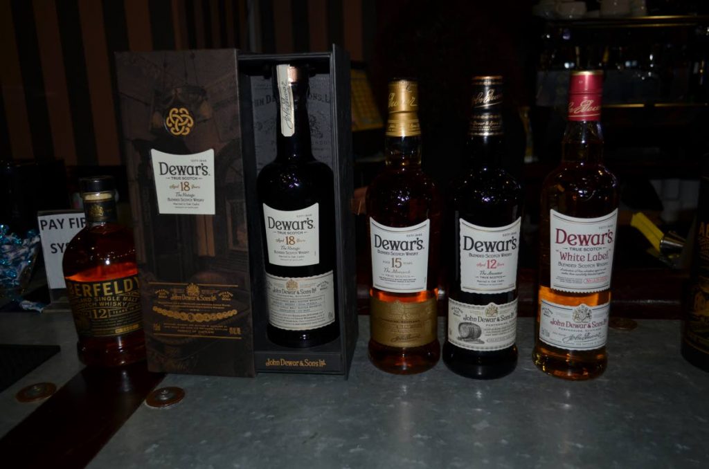 The Dewar’s range 
of whiskeys 
that were tasted
 at the event