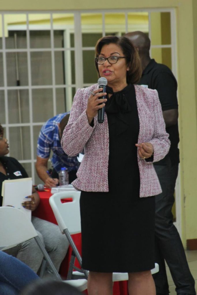 Toco/Sangre Grande MP Glenda Jernnings-Smith addresses the TT Extractive Industries Transparency Institute forum on quarrying at Duranta Gardens Community Centre, Sangre Grande on Monday.
PHOTO BY ENRIQUE ASSOON.