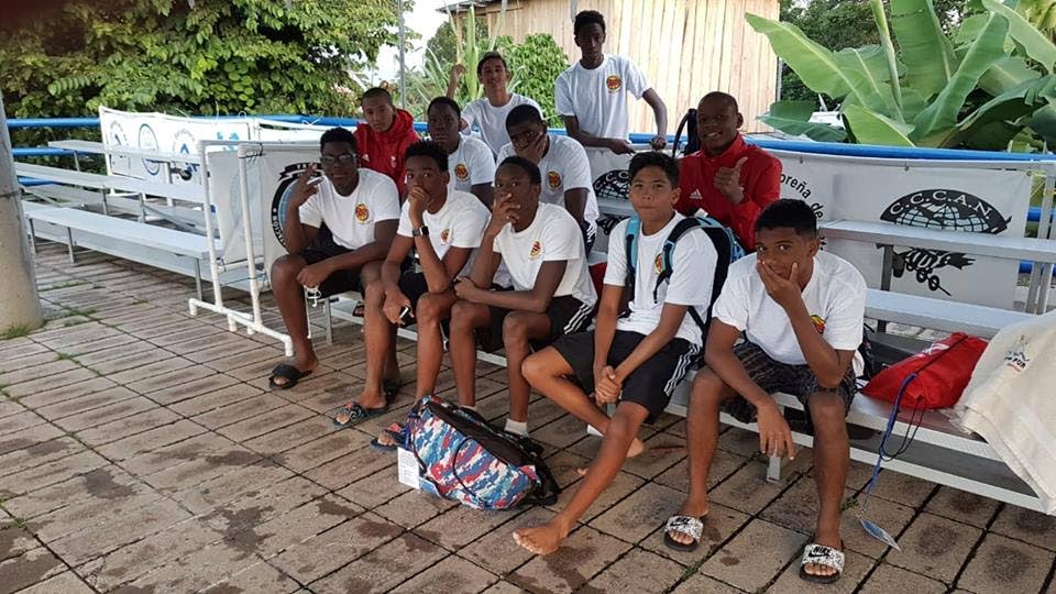 Members of the national under-16 water polo team in El Salvador for the CCCAN Championships. 