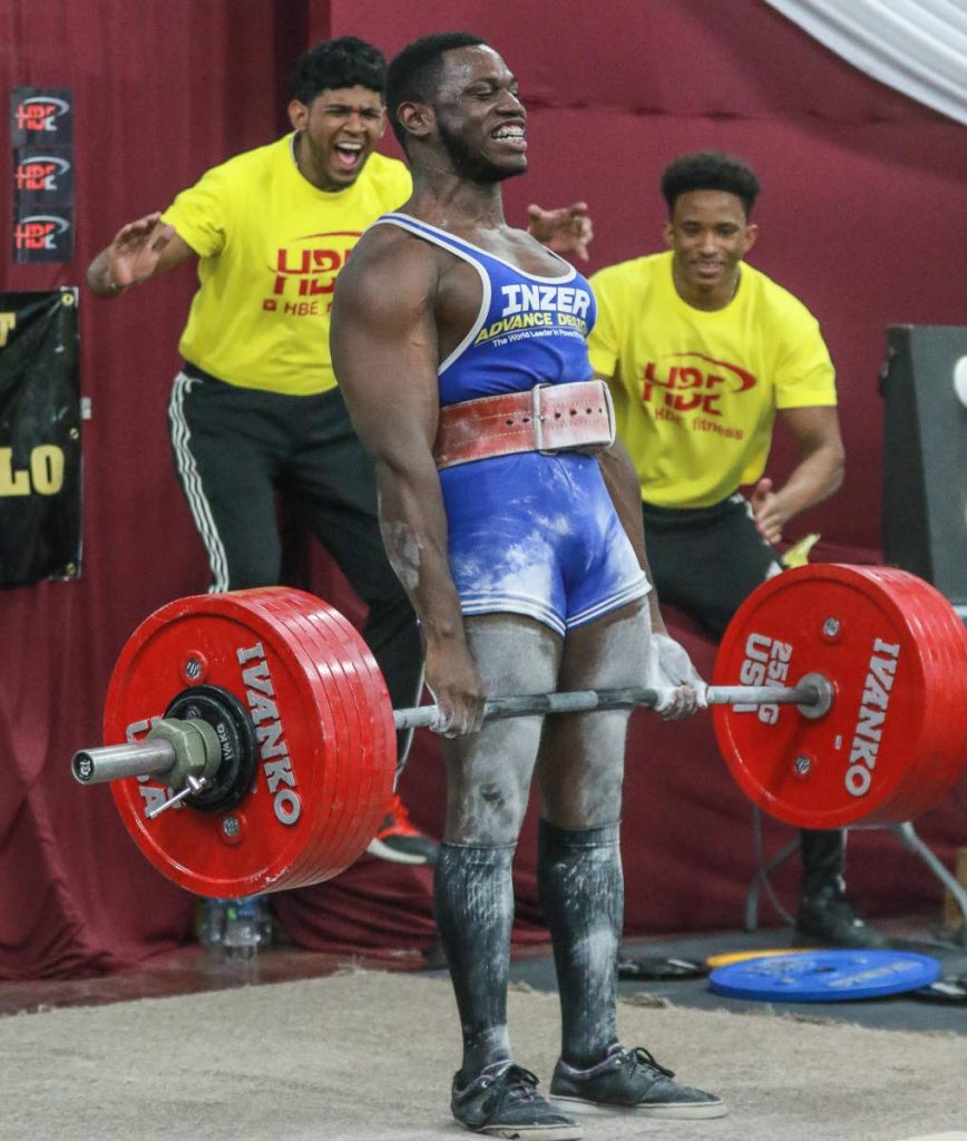 Rondel Hunte sets an unofficial world record in the 105kg category at the 2017 National Powerlifting Championships held at Hillview College, Tunapuna. 