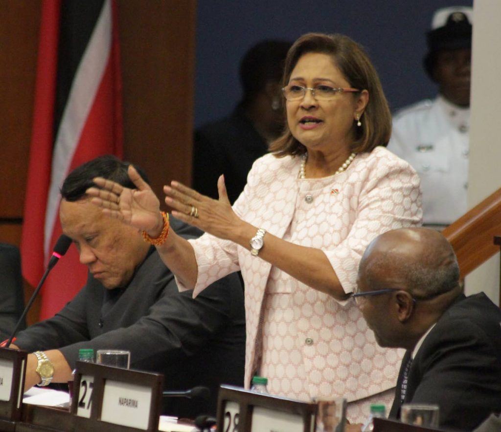 Opposition Leader Kamla Persad-Bissessar at a sitting of the Lower House on June 22. FILE PHOTO