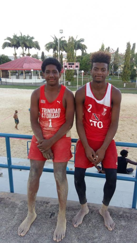 Marley Davidson, left, and Daynte Stewart will be in action in Aruba today in a Youth Olympic beach volleyball qualifier. 