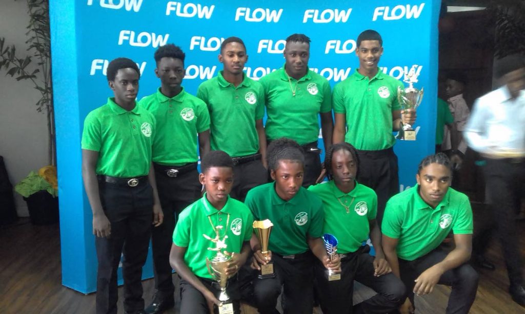 Members of the W Connection Youth Pro League teams, with their trophies, at the end of yesterday's award ceremony.