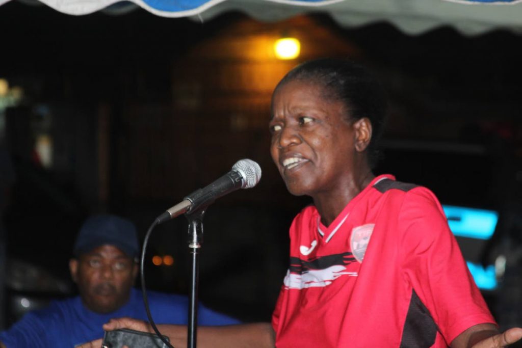 EMPTY SEATS: Deborah Roberts giving her contributon at a police town meeting on Wednesday night at Clifton Towers.