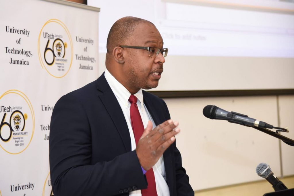 Lincoln Allen, chief executive officer, Cannabis Licensing Authority, addressing the opening ceremony of the University of Technology’s (UTech) third annual Jamaican Medical Cannabis Integration Symposium (JAMECANN), on July 5, 2018 at the institution’s campus in Papine. Photo taken from jis.gov.jm