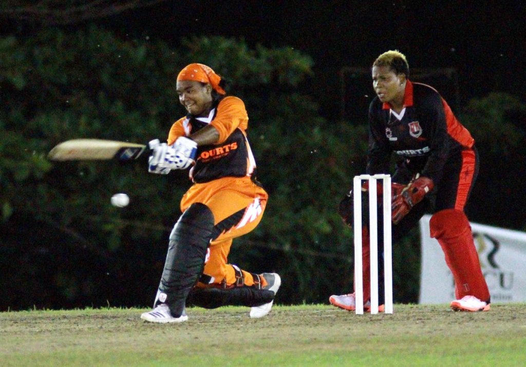 Reniece Boyce of Trident Sports Phoenix plays a shot against UDeCOTT North Starblazers in the Courts T20 Grand Slam at the National Cricket Centre, Balmain, Couva. PHOTO BY ANIL RAMPERSAD.