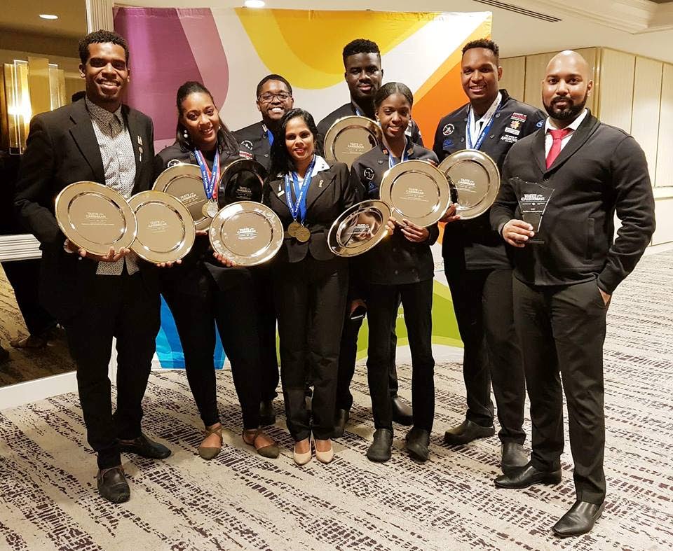 Members of the 2018 TT Culinary Team show off their awards following 
the Taste of the Caribbean Competition in Miami.