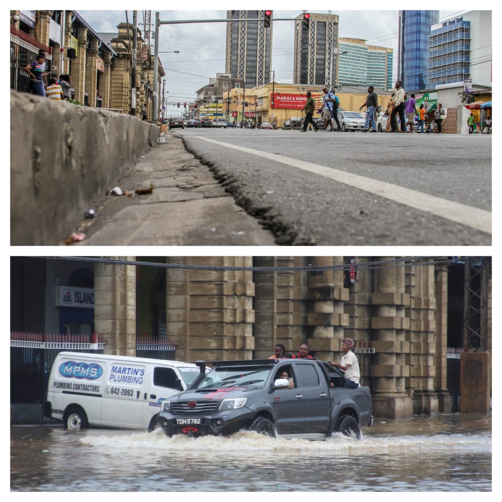 City Gate in Port of Spain, before and after the rains.

Photo above: Jeff K Mayers
Photo below: Enrique Asoon
