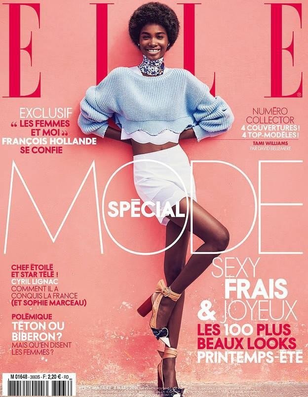 Saint International model Tami Williams, the Caribbean’s most 
successful model ever, on the cover of French Elle magazine.