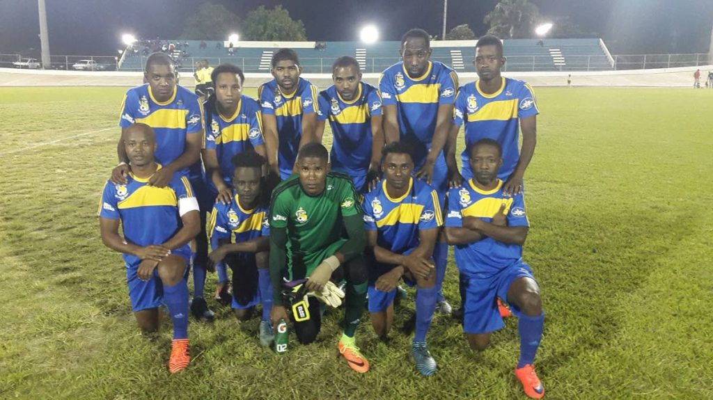 FC Santa Rosa players take a team photo after a recent TT Super League game.