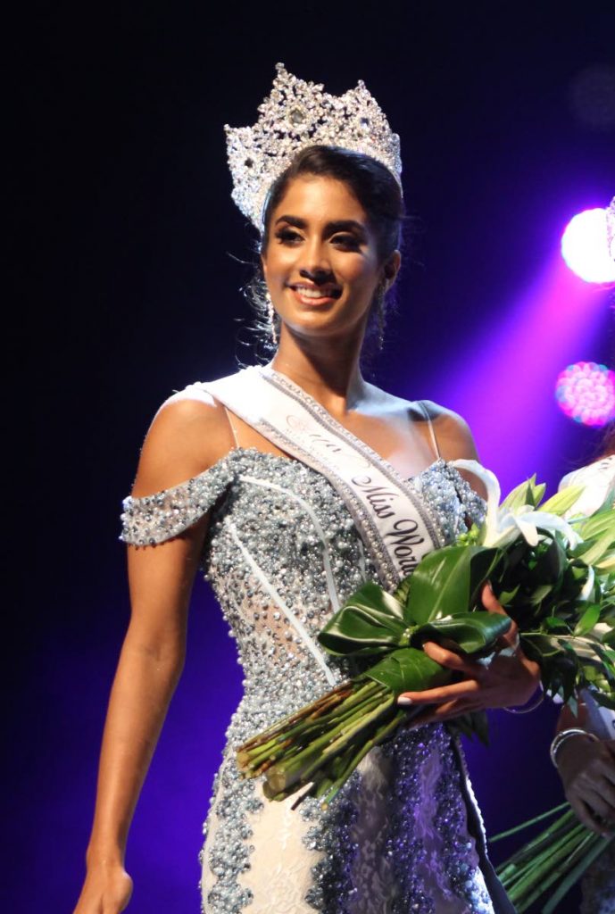 ALL HAIL YSABEL: Ysabel Bisnath crowned Miss World TT on Sunday evening at the National Academy for the Performing Arts in Port of Spain. PHOTO BY SUREASH CHOLAI