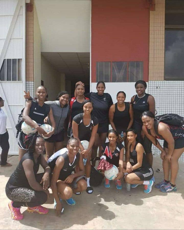 The TT netball squad pose for a team picture after a training session recently at the Garfield Sobers Gymnasium, Barbados. The squad begins their Americas Federation of Netball Associations (AFNA) Championship title defence against the US today at the same venue.