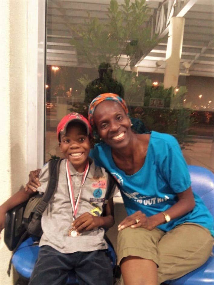 Schoolteacher and Chairman of Autism Tobago, Ria Paria, poses for a photo with her 10-year-old son Aiden at Gulf City mall in Lowlands. Photo by Emerline Gordon