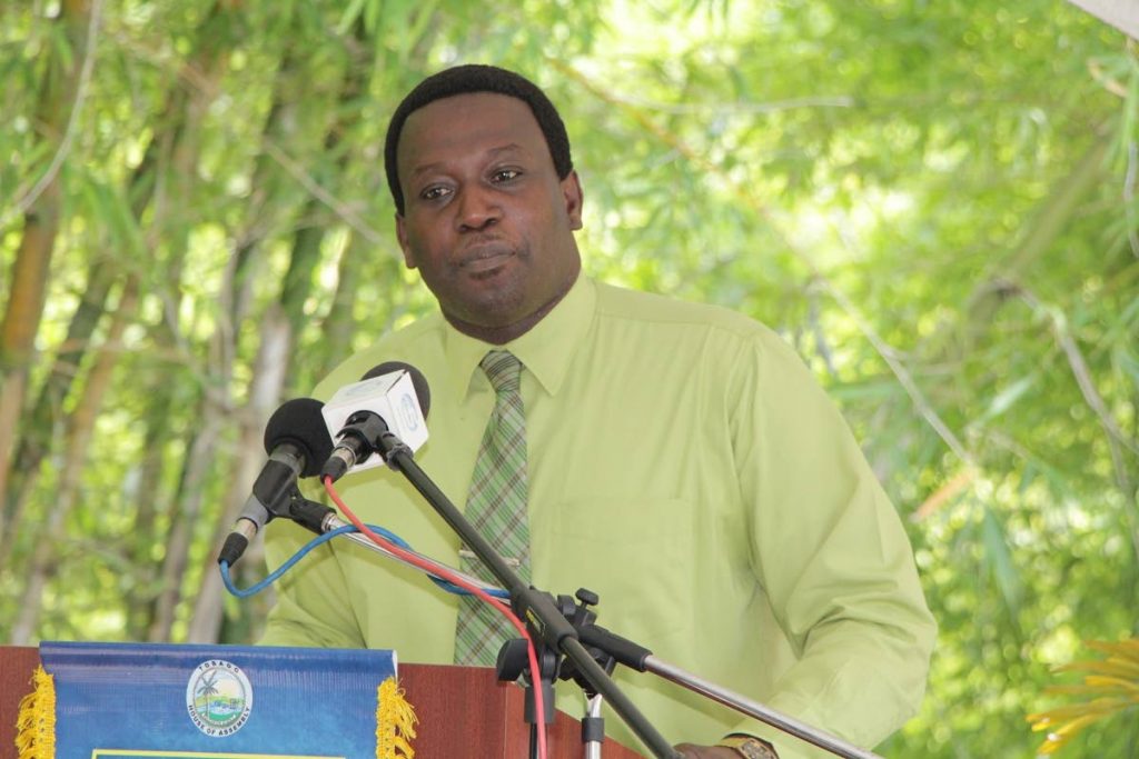 Representative for Providence/Mason Hall/Moriah, Assemblyman  Sheldon Cunningham, delivers the vote of thanks at Monday’s sod-turning for the Moriah Health Centre.