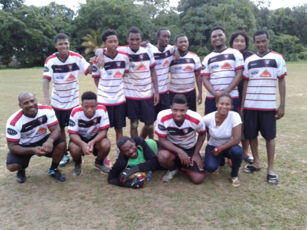 Pinto United celebrate their victory over the weekend in the Caribbean Welders Fishing Pond Football League.