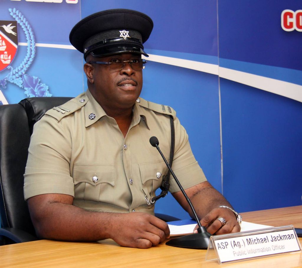 TTPS Public Information Officer, Acting ASP,  Michael Jackman, address the media, Police Administration Building, Port of Spain.

PHOTO:ANGELO M. MARCELLE