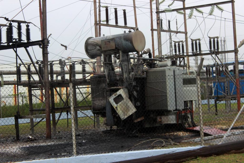 Scorched: The scorched unit of the TTEC substation at North Sea Drive, Point Lisas which had been on fire yesterday.
PHOTO BY CHEQUANA WHEELER