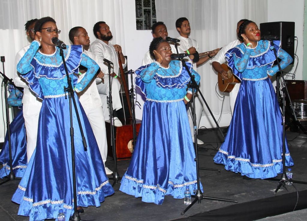 JINGLE ALL THE WAY: Amantes de Parranda, winners of the National Parang Association's first jingle competition at the association's Arima headquarters on Saturday.   PHOTO BY ANGELO MARCELLE