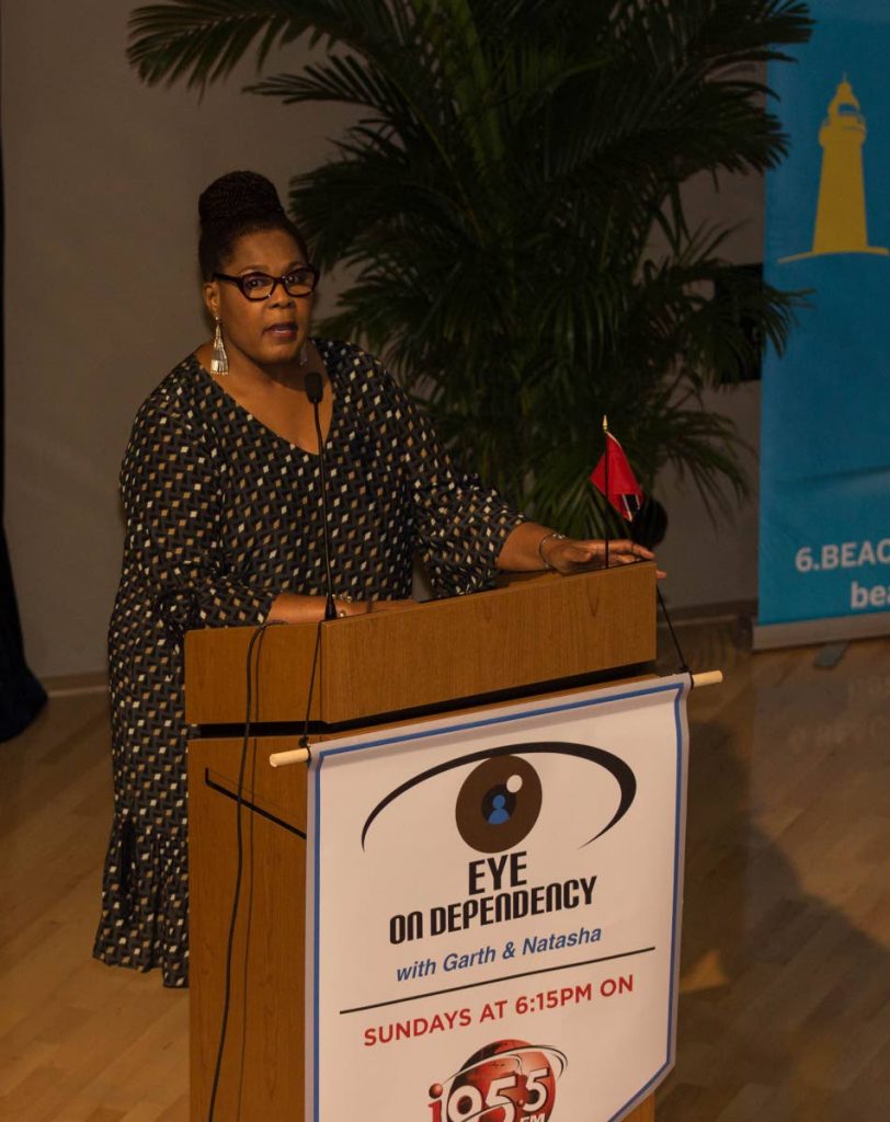 EYES ON YOU: President Paula Mae Weekes speaks during her feature address at the inaugural Ready! Set! Grow! Transition Program hosted by Eye on Dependency and held Sunday at Government Campus Auditorium, Port of Spain. 