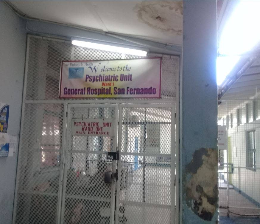 The gated entrance to the Psychiatric Ward of the San Fernando General Hospital.