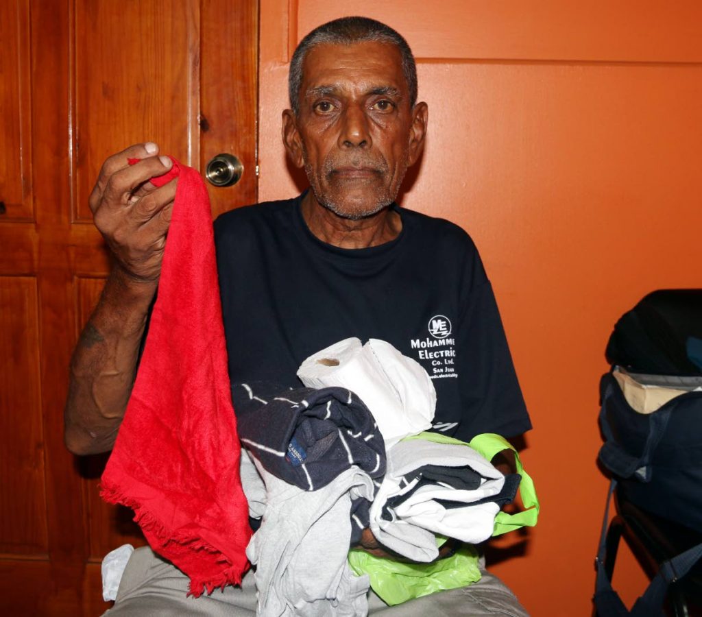 Chandrabhosh Maharaj, at Newsday's San Fernando office, shares his story about losing his home in a fire six years ago. He is still homless today. PHOTO BY ANSEL JEBODH 
