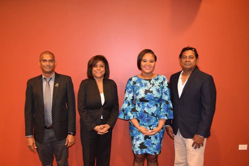 Senator the Honourable Paula Gopee-Scoon, Minister of Trade and Industry (2nd left) and the Honourable Shamfa Cudjoe, Minister of Sport and Youth Affairs (2nd right) are flanked by Mr Fyzool Madan, President, TTASA (right) and Mr Jameer Ali, vice president, TTASA (left).